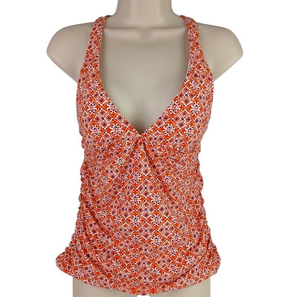 Helen Jon SZ M Convertible Tankini Top Heritage Tile Coral Top Only $160 - Picture 2 of 8